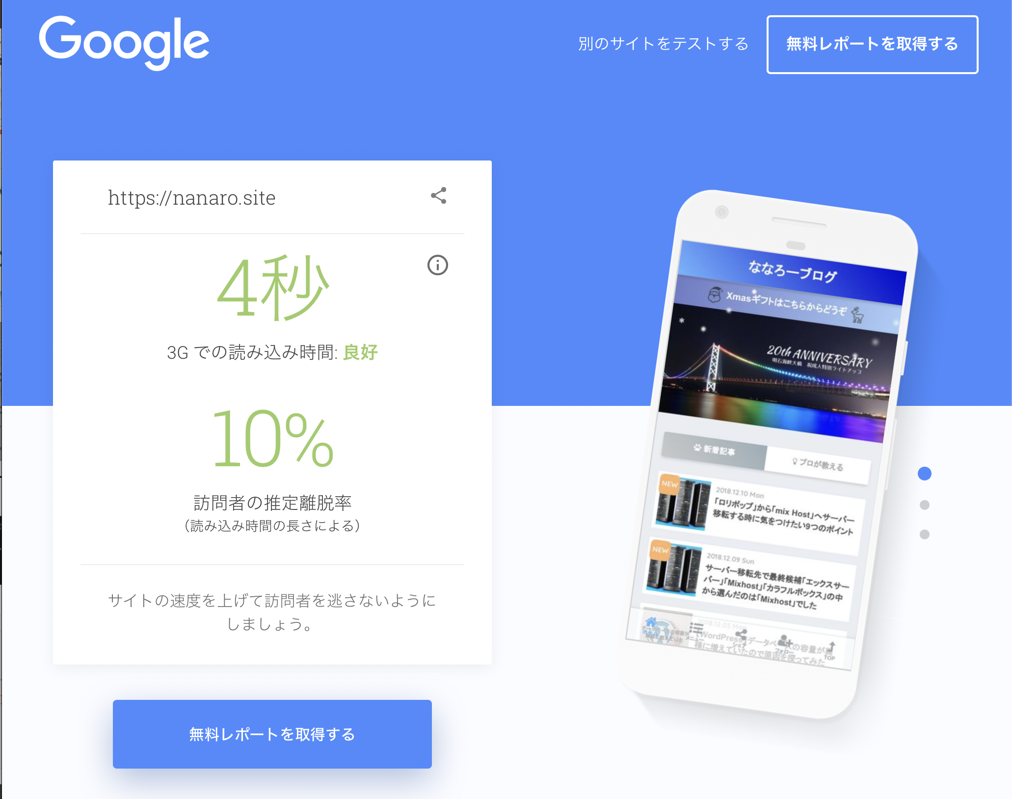 Googleスピード測定